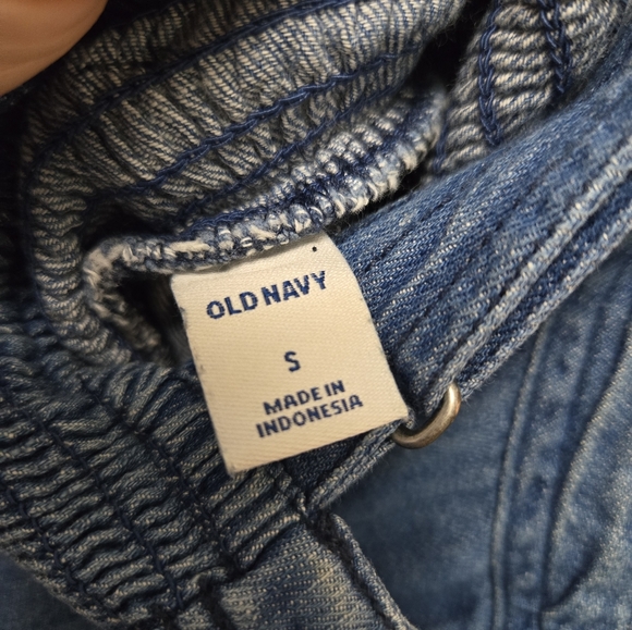 OLD NAVY Sleeveless Tie-Belt Utility Jean Blue Wide Leg Jumpsuit 100% Cotton Sm - Picture 6 of 7